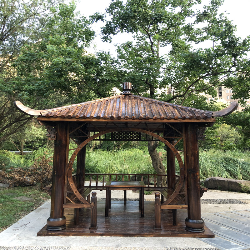 定制_2.8*2.8米 防腐木户外六角凉亭